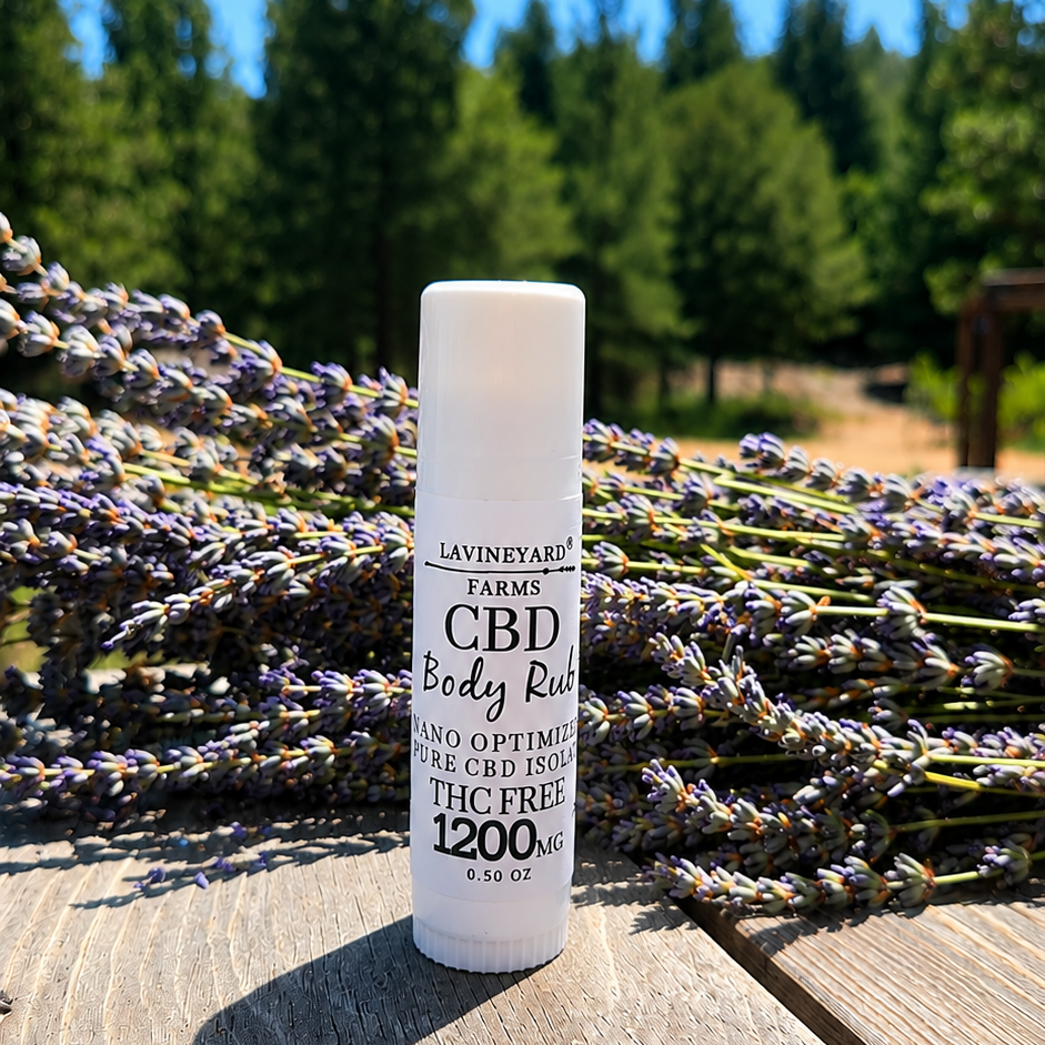 CBD body roll-on with lavender in the background